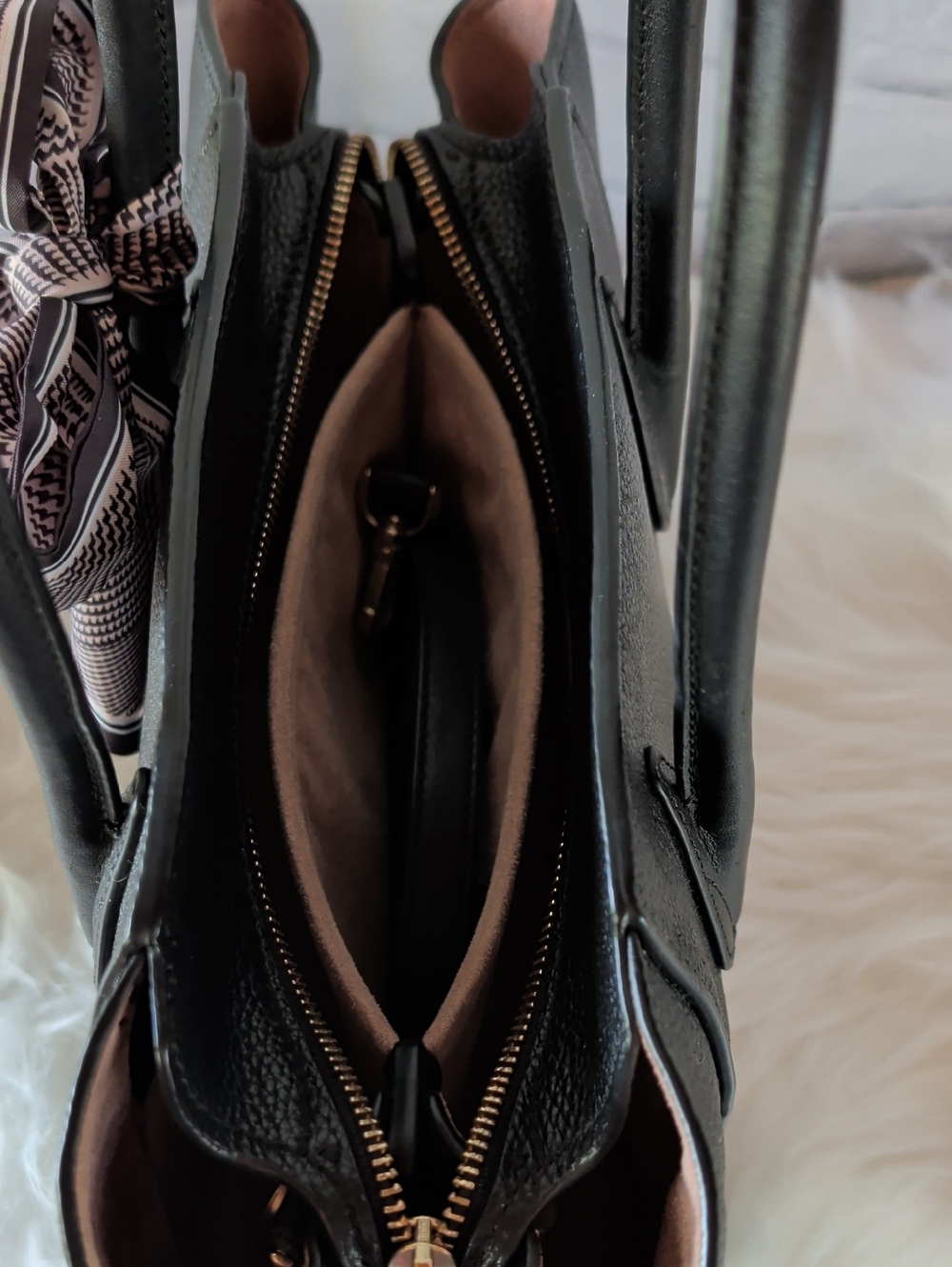 kate spade Black Pebbled Leather Satchel With Scarf - Picture 5 of 6